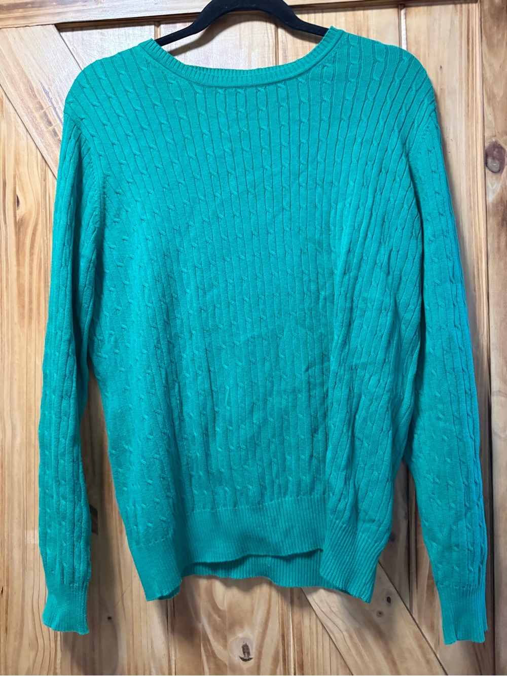 Kim Rogers Teal Cable Knit Crewneck Sweater